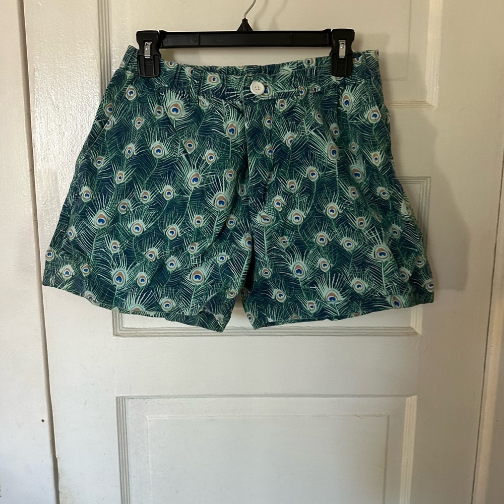 Men's Green Peacock Patterned Shorts